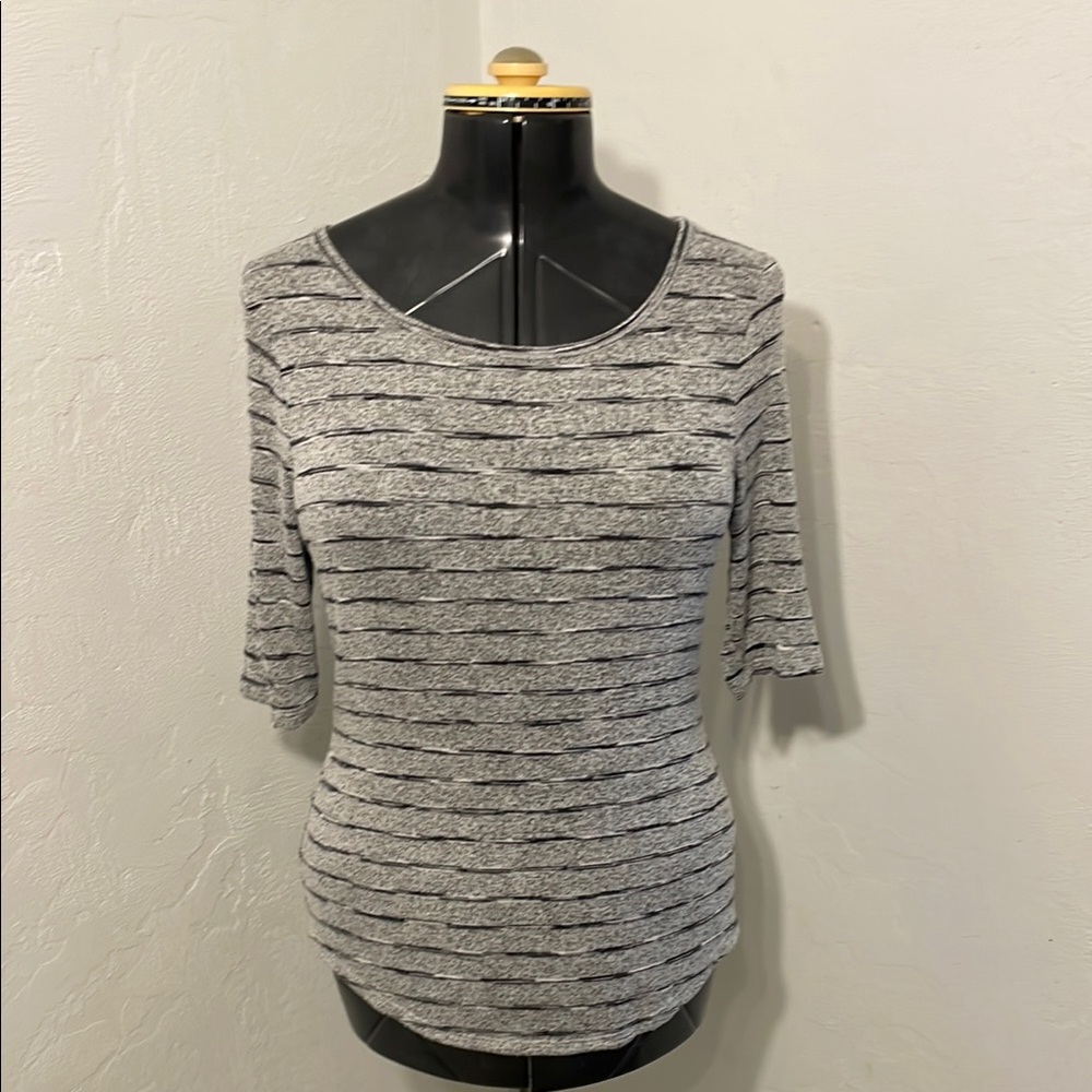 Apt. 9 Women's Black and Gray Striped Blouse